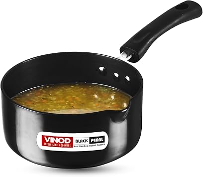 Vinod Cookware Hard Anodised Induction Friendly Saucepan, 1.7 Litres Black