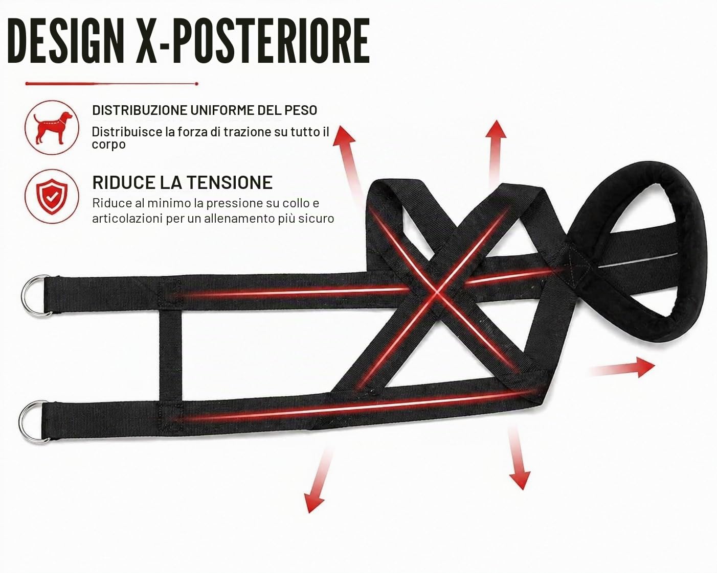 IRSTBL Imbracatura per cani con fischietto a ultrasuoni, imbracatura posteriore a X, per canicross, slittino e allenamento muscolare, ideale per cani da lavoro