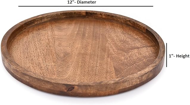EDHAS Round Wooden Decorative Candle Holder Tray for Coffee Table Centerpieces Modern Farmhouse Home Decorations (30.48cm x 30.48cm x 2.54cm)