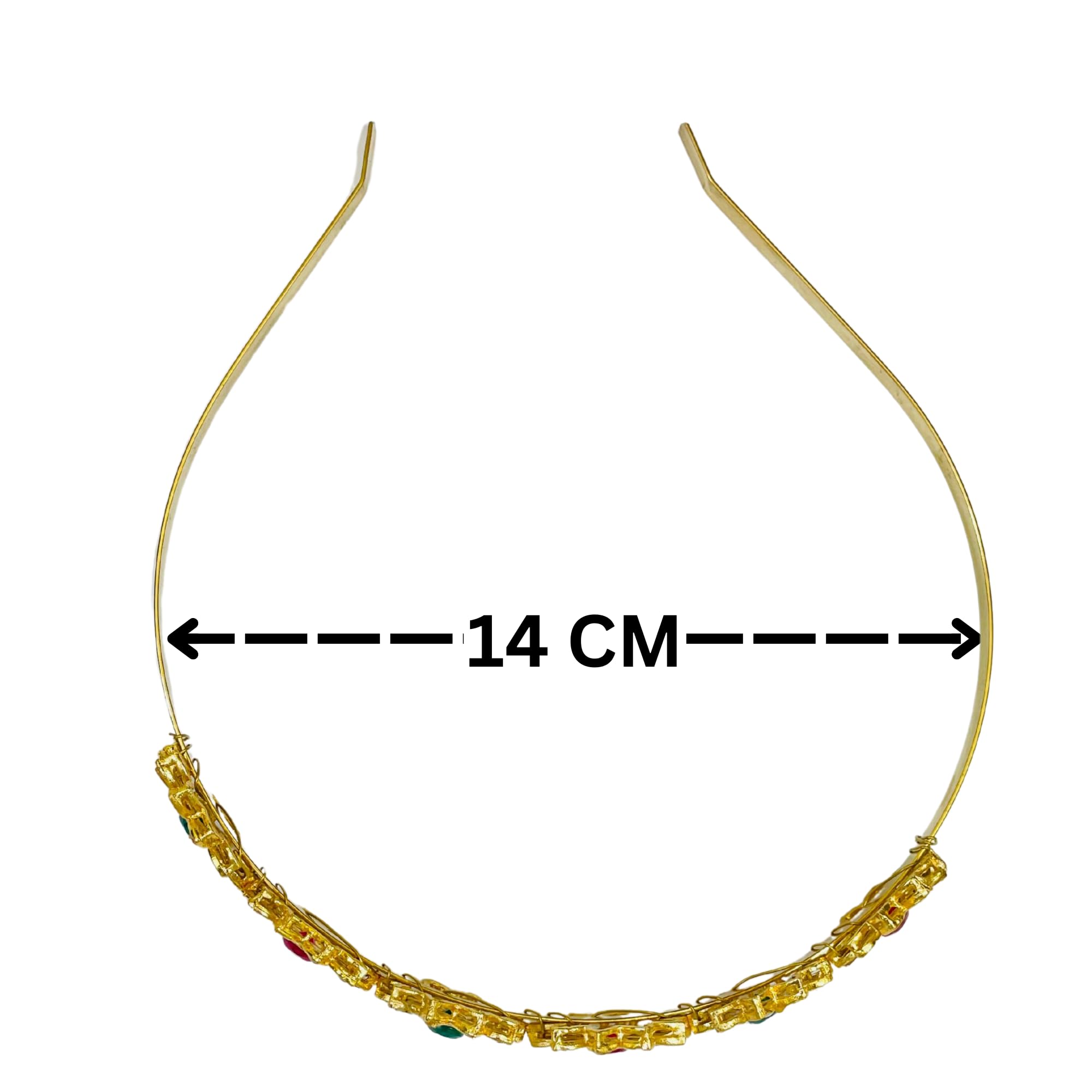 OMID, Gold-Plated Designer Floral Headband for Women & Girls β Kundan Style Hair Accessory with Green Center Stones 3