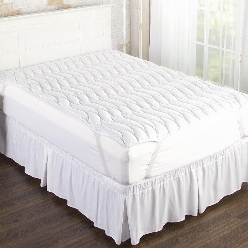 The Lakeside Collection Plush White Mattress Topper - Mattress Protector with Added Comfort to Mattress - Queen