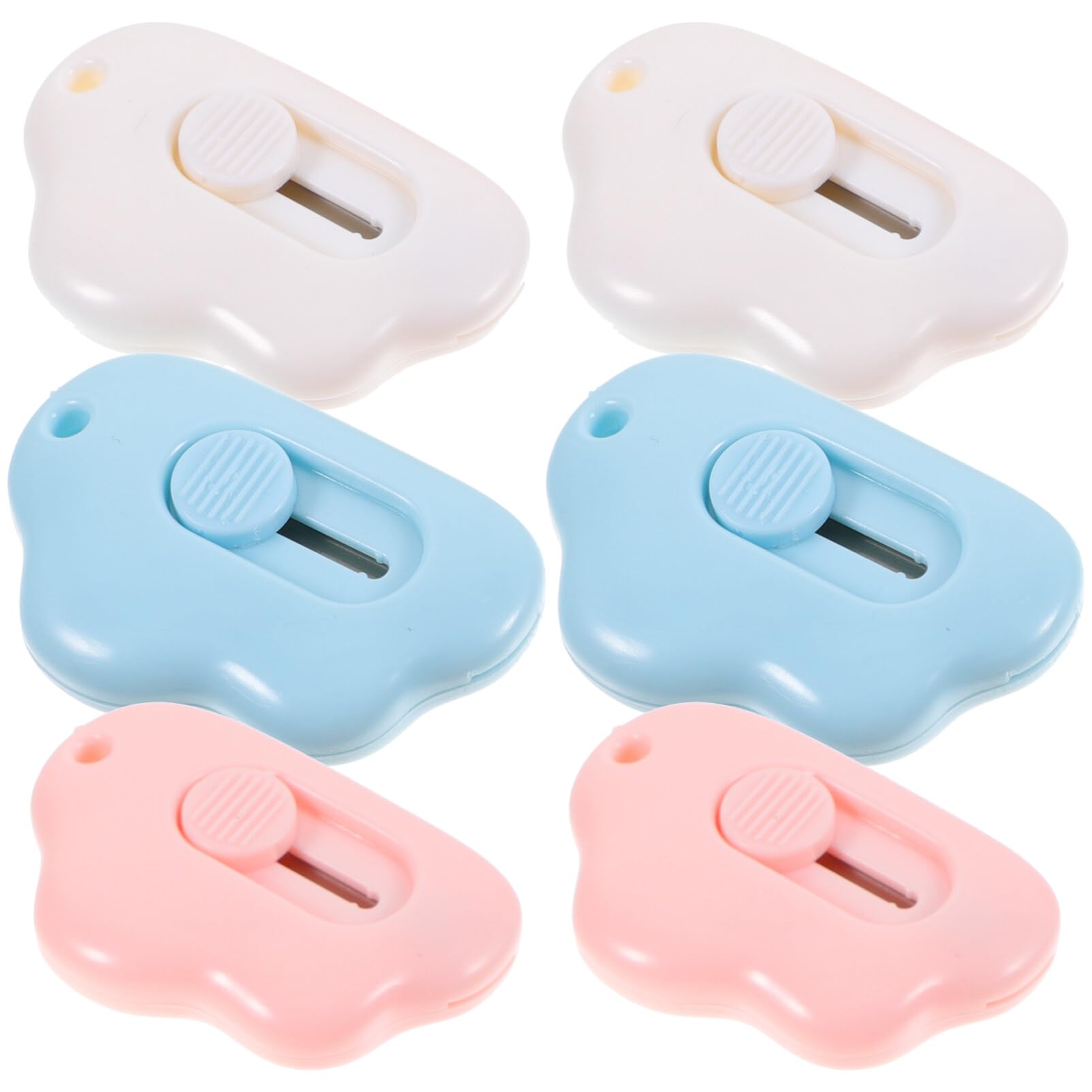 Tofficu Mini Box Cutter 6pcs Cute Retractable Box Cutters Cloud Shaped Mini Art Cutter Utility Cartons Cardboard