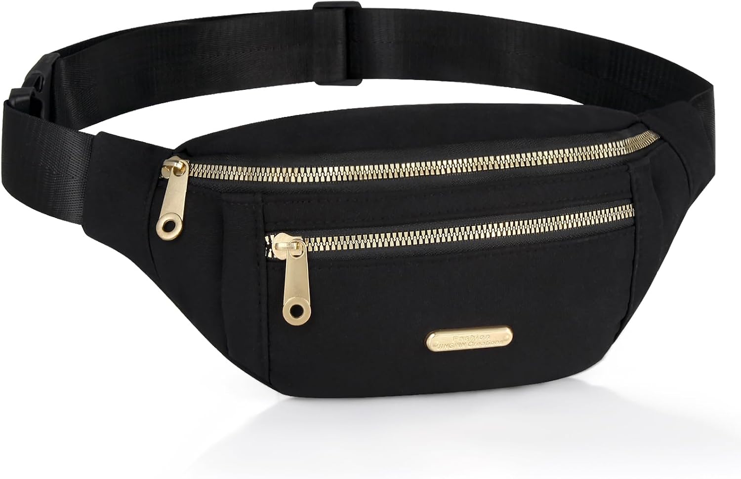 black fanny Pack for Women, womens belt bag, fanny pack for men crossbody, Water Repellent Waist packs, foldie Crossbody Bag with Adjustable Strap for Workout Running Hiking Cycling (Black).