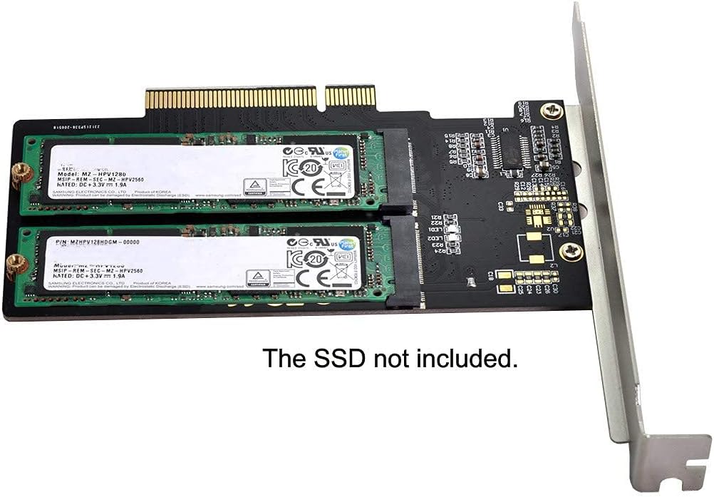 デュアル M.2 - PCIe 3.0 X8アダプター、デュアルNVME/AHCI SSD - PCI 【ベアボーン】 Expre