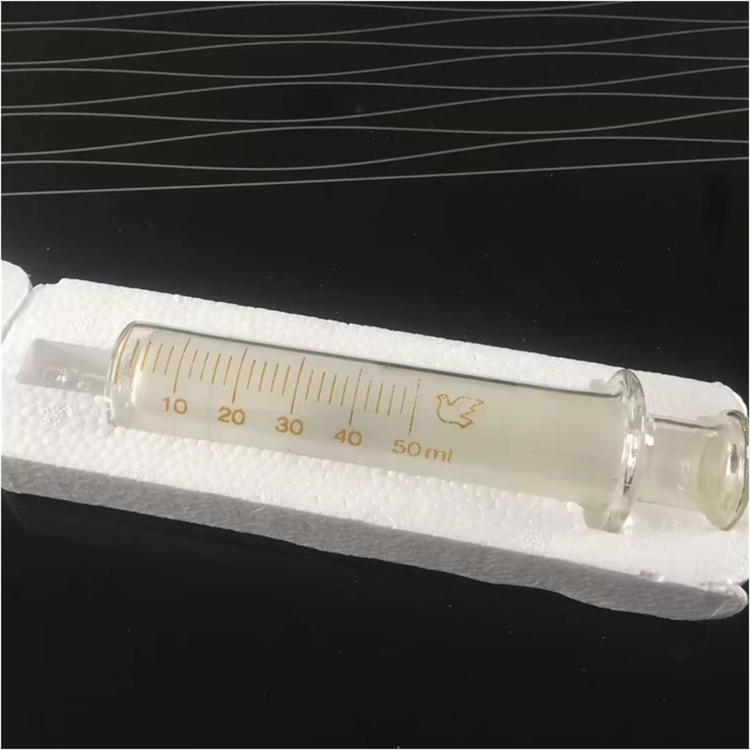 Lab Disposable Glass Syringe Glass Liquid Injector Transfer Pipette Sampler(50mL 1pc)