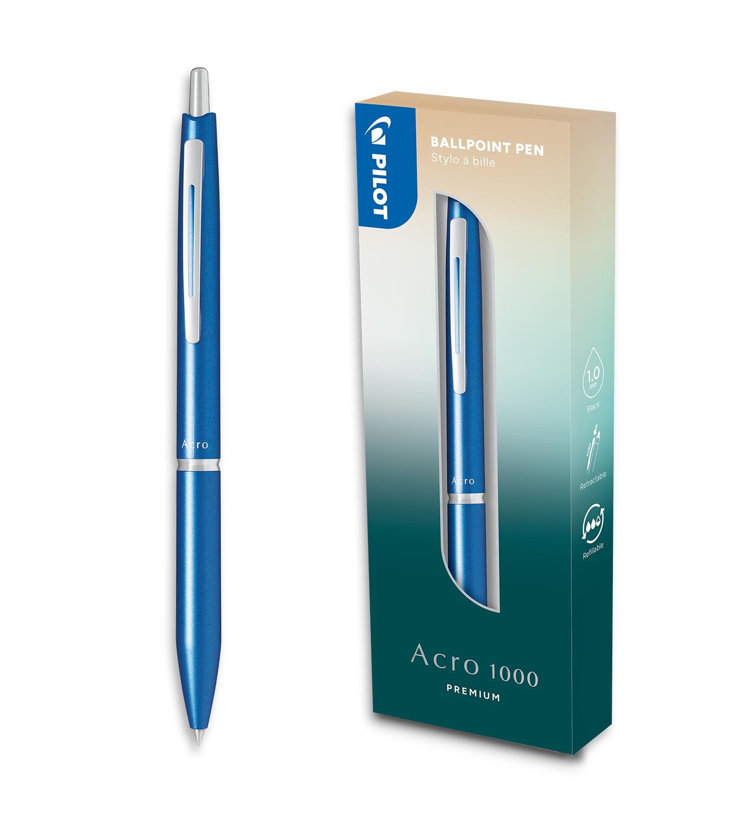 PILOT, Acro 1000 premium Ballpoint Pen in Sky Blue Gift Box, Ultra-Smooth Ink for Unmatched Writing Fluidity