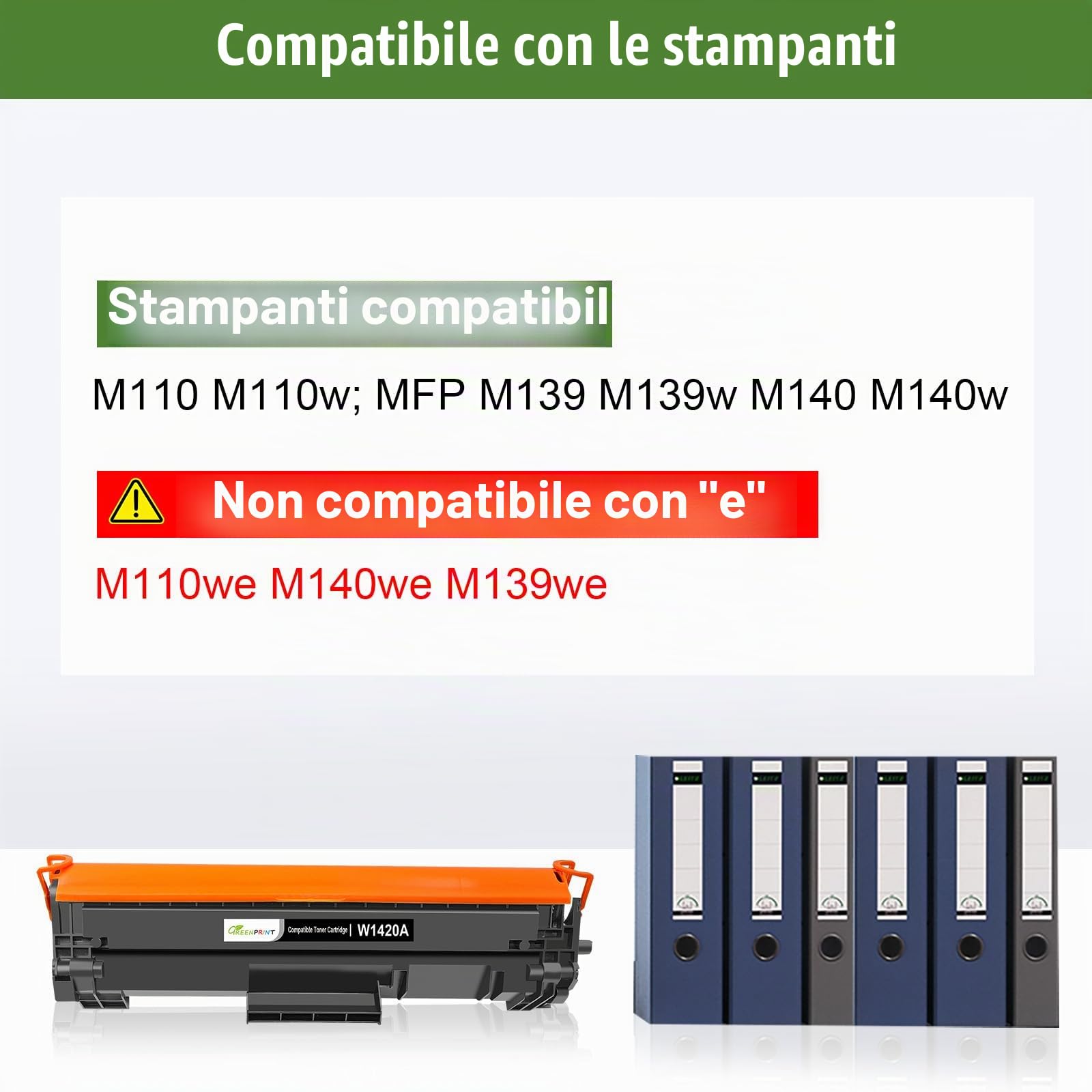 GREENPRINT CON CHIP 142A W1420A Cartuccia Toner Compatibile 1000 Pagine Capacità Standard 2 Nero per Stampanti H P M110 M110w M139 M140 M140w【Non Compatibile con Modelli H P + che Terminano con e】