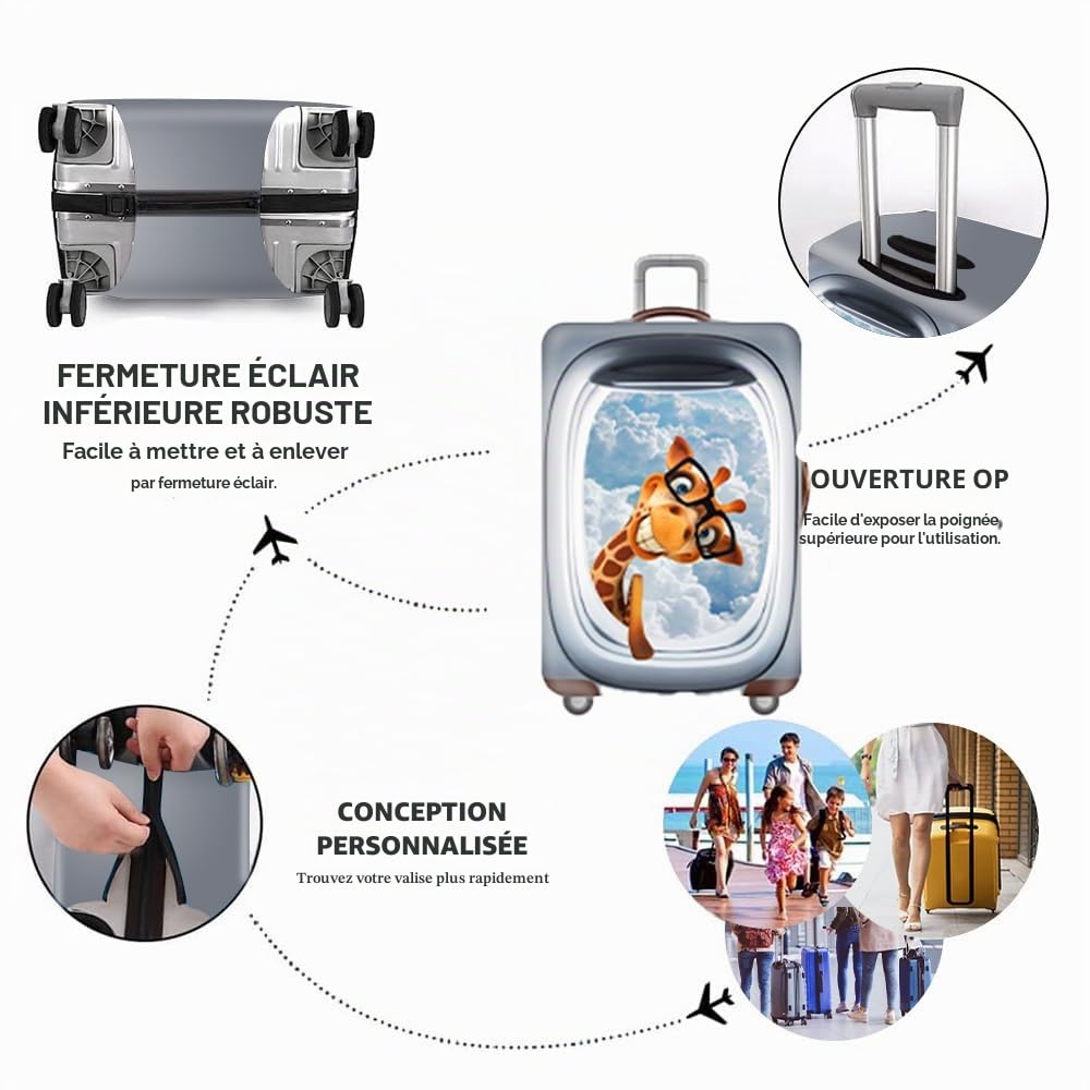 3D Housse de Valise Elastique, DOTBUY Réutilisable Anti-rayures Lavable Bagages Étui Protéger Coffre Voyage Trolley Zippé Résistant Robuste Couvre Protection