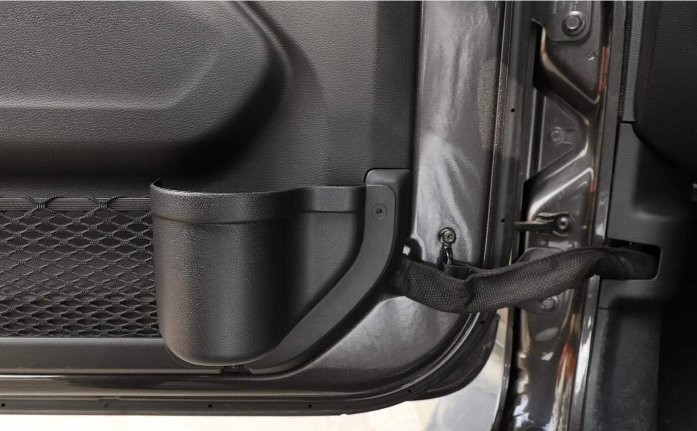 YOCTM 2-PACK Front Door Organizer Tray For 2018 2019 2020 2021 2022 2023 2024 2025 Jeep Wrangler JL JLU Rubicon Sport Sahara Gladiator JT 4EX Interior Storage Box Accessories Black (Front Door Tray)