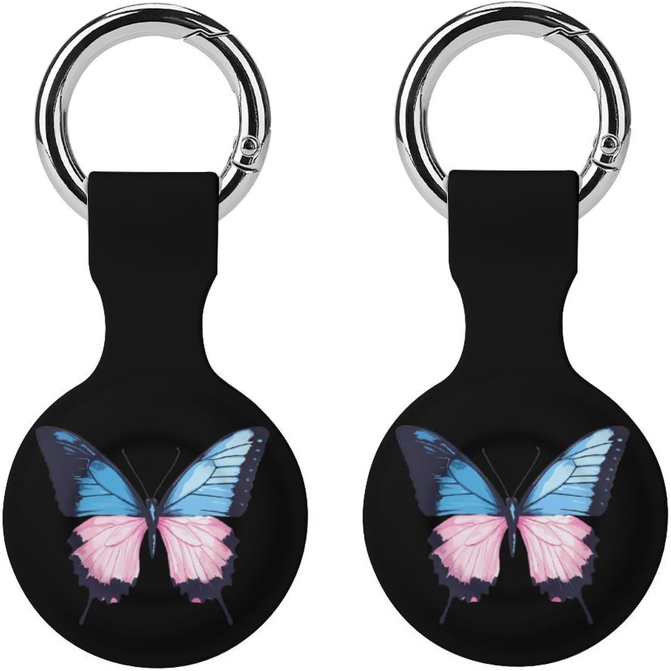 Transgender LGBT Flag Butterfly Funny Cover Compatible with AirTag Case Protector GPS Tracker Holder with Keychain