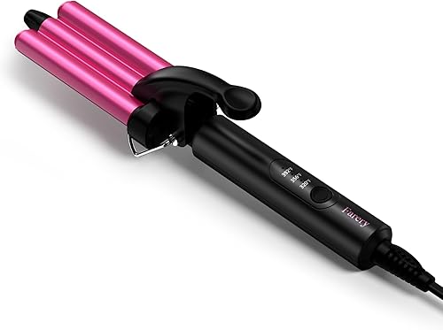 Miniatura 7 de Mini rizador de pelo ondulado de 3 temperaturas ajustables, rizador de 3 barriles para cabello corto, rizador de cabello para mujeres, ondas de