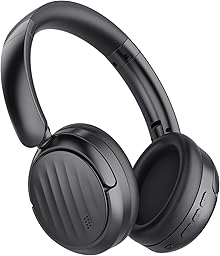 Bluetooth Headphones with Active Noise Cancelling (ANC), Wireless Over Ear Bluetooth Headsets with 35H Playtime, HiFi Stereo Foldable Headphones with Foam Ear Cups for Sports, Travel, Black