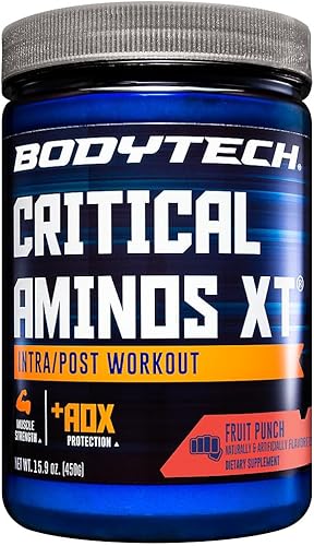 BODYTECH Critical Aminos XT - Fórmula de aminoácidos intradespués del entrenamiento, apoya la recuperación, resistencia y rendimiento, ponche de