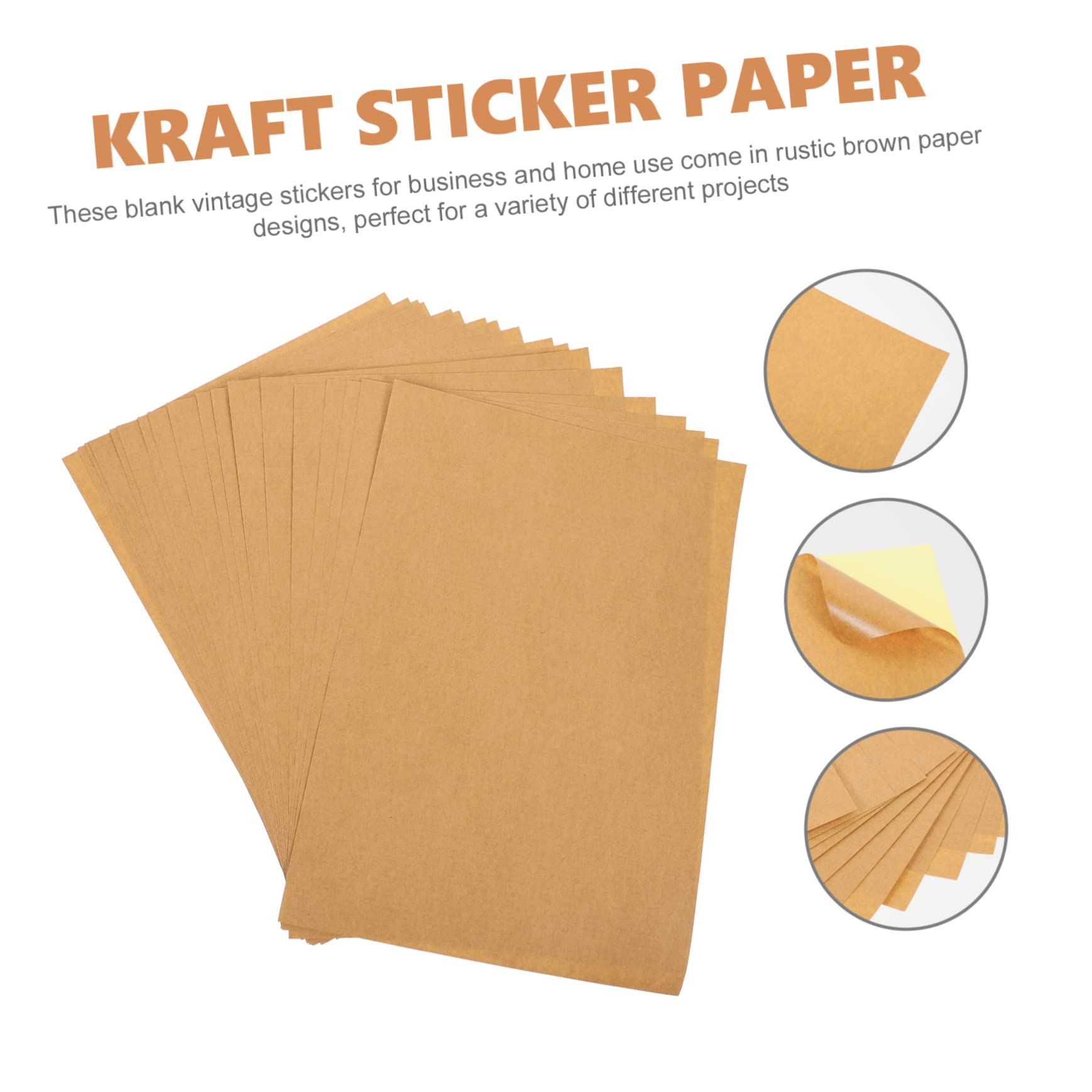 Papier Autocollant Étiquettes Kraft A4 100 Feuilles pour Imprimante