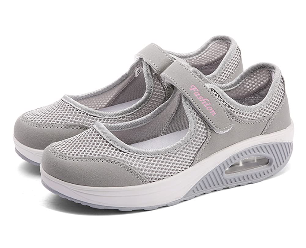 CLYCTIP Sandalias para Mujer Malla Merceditas Plataforma Ligero Zapatillas Sneaker Casual Zapatos de Deporte Mocasines Negros Veran