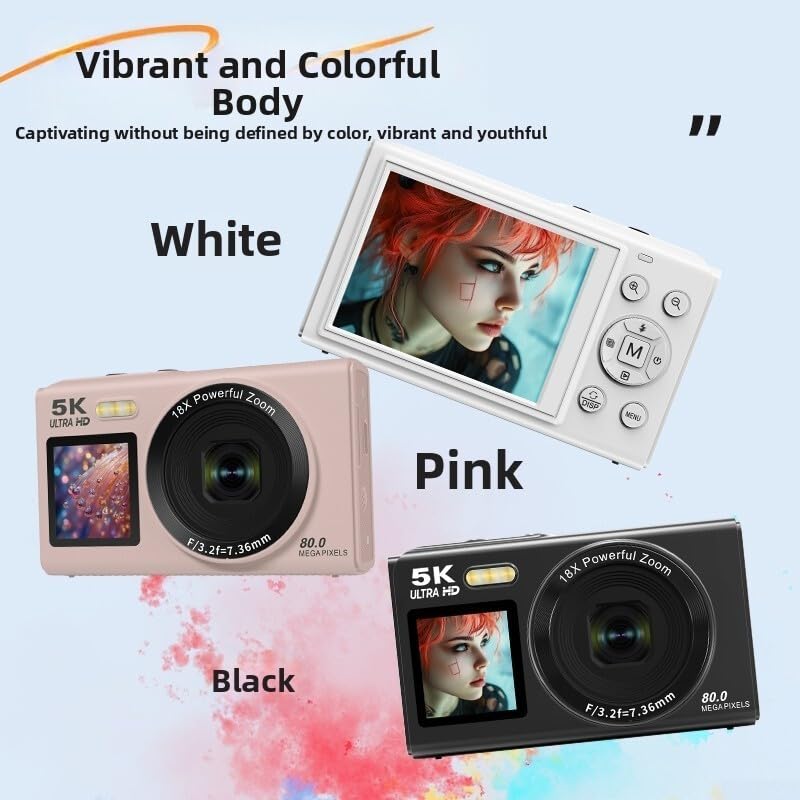 Caméra vidéo portable 5K rose double écran zoom 18x stabilisation d'image - 4