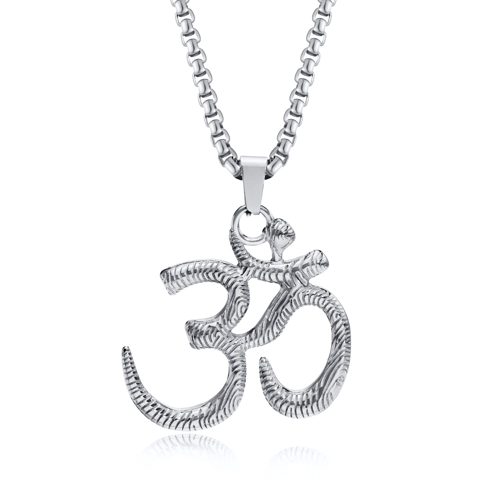 Collier Om plaqué or et acier durable, pendentif médaille de méditation