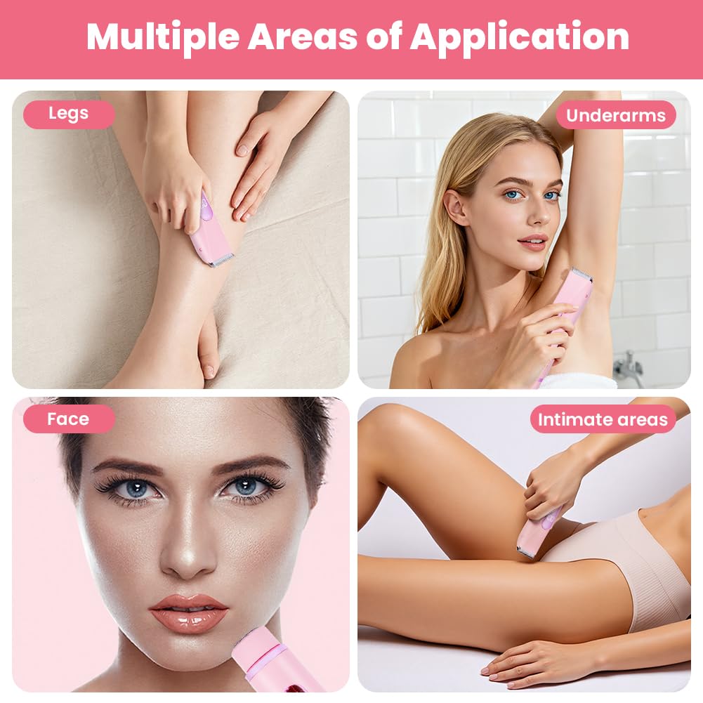 Golarka damska, 2 w 1, elektryczna Dual Head Shaver z wodoszczelnością IPX7, golarka intymna dla kobiet, ładowanie przez USB, wyświetlacz LCD, trymer do bikini, depilator do twarzy, pach, ramion