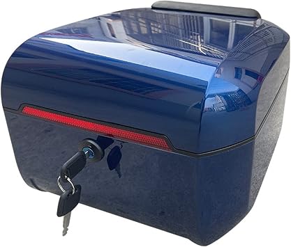 Motorbike Scooter Trunk top Box,Multifunctional Motorcycle top case, Luggage Helmet Storage Box,Universal Moped/Scooter Tour Tail Box, with Ergonomic Backrest Color Dark Blue