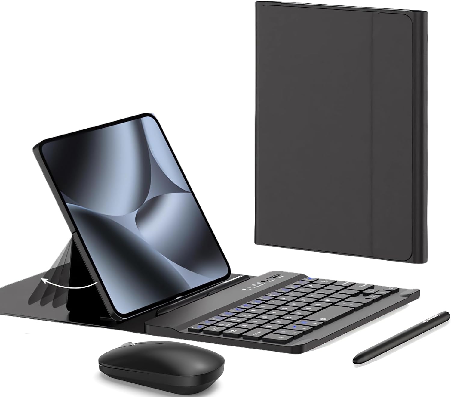 for Google Pixel 10 9 Pro Fold Keyboard and Mouse, Portable Mini Bluetooth Keyboard with Leather Case and Pen, 4 in 1 Set for Pixel 10 Pro Fold Accessories