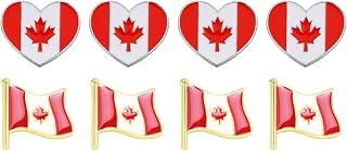 8pcs Canada Pin Set Canada Flag Pins Canadian National Heart Maple Leaf Pins Patriotic Brooch Pins for Women Mens