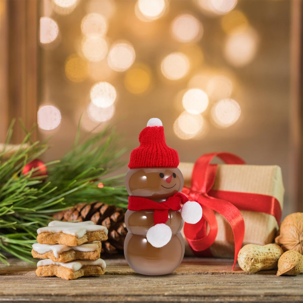ARTIBETTER 12 Set Snowman Juice Bottles with Lids 500ml Plastic Candy Jars Featuring Festive Christmas Themed Design and Portable Reusable Bottles for Holiday Parties and Gatherings