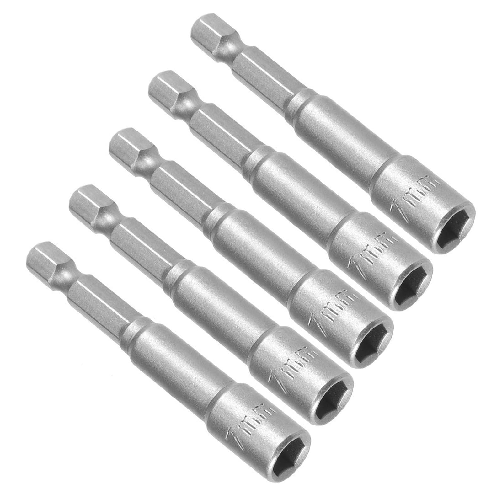 ROWORKX 5Pcs 7mm Magnetic Nut Setter Driver Drill Bit Set, 1/4 inch Hex Shank Quick Change, 65mm Length Metric Nut Driver Set for Drill, Electric Screwdriver, Impact Driver, Woodworking, DIY