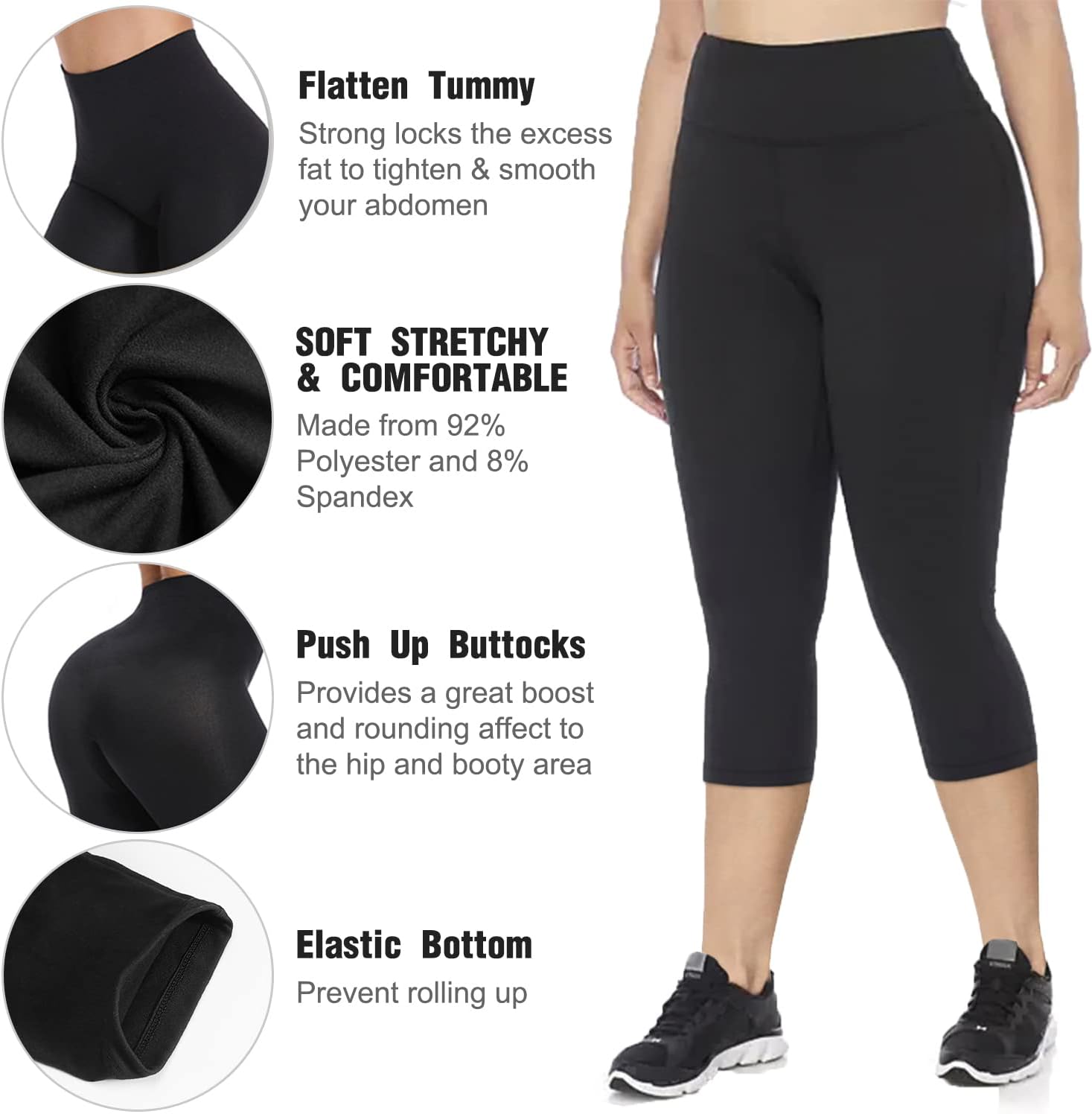 Hi Clasmix 2 Pack Plus Size Leggings for Women-High Waisted Tummy Control 1X-4X Soft Casual Yoga Pants for Curvy Women - Image 5