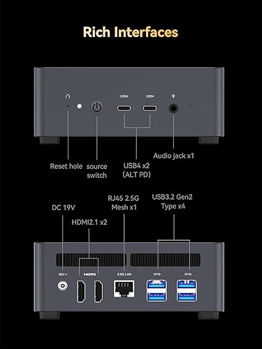Miniatura 8 de MINISFORUM Serie Venus UM790 Pro Mini PC AMD Ryzen 9 7940HS (8C16T, hasta 5.2GHz) 64GB DDR5 1TB PCIe4.0 SSD Micro PC, 2xUSB4(DP8K) 2xHDMI (4K) Intel