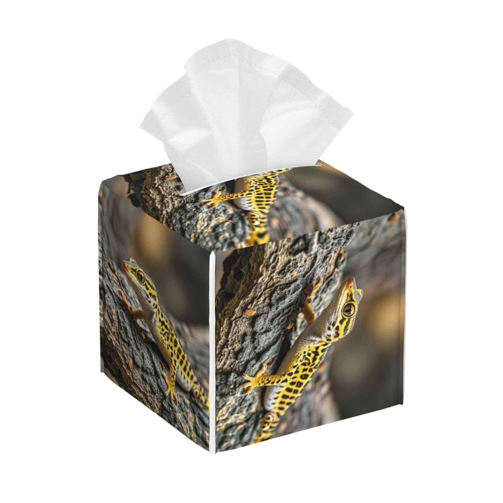 Leopard Little Gecko Tissue Box Cover Square Cube Boxes