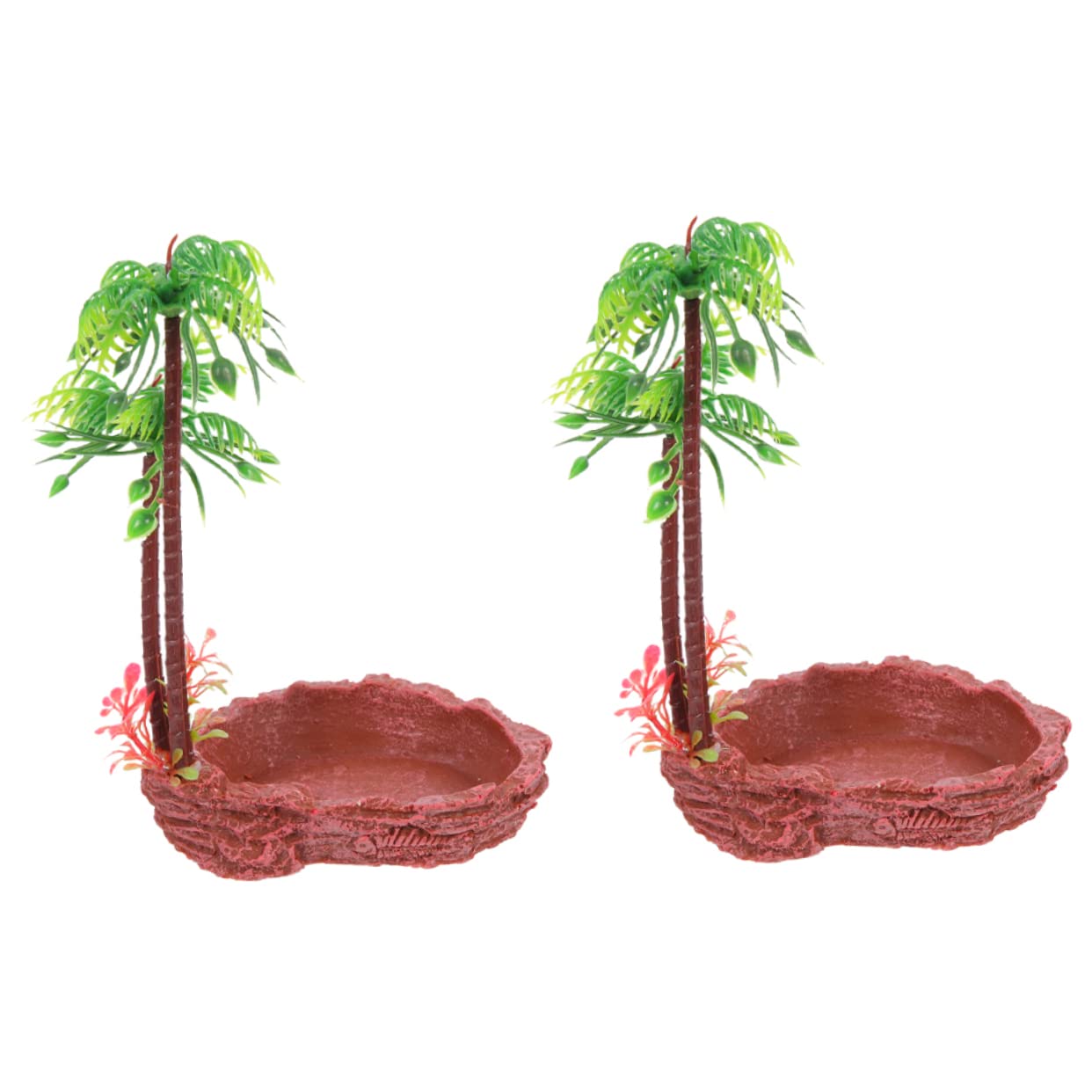 GANAZONO 2Pcs Vivid Reptile Bowls Decorative Resin Dishes for Water and Snacks Feeding for Lizards Turtles Snakes and More Easy to Clean Non Slip Design