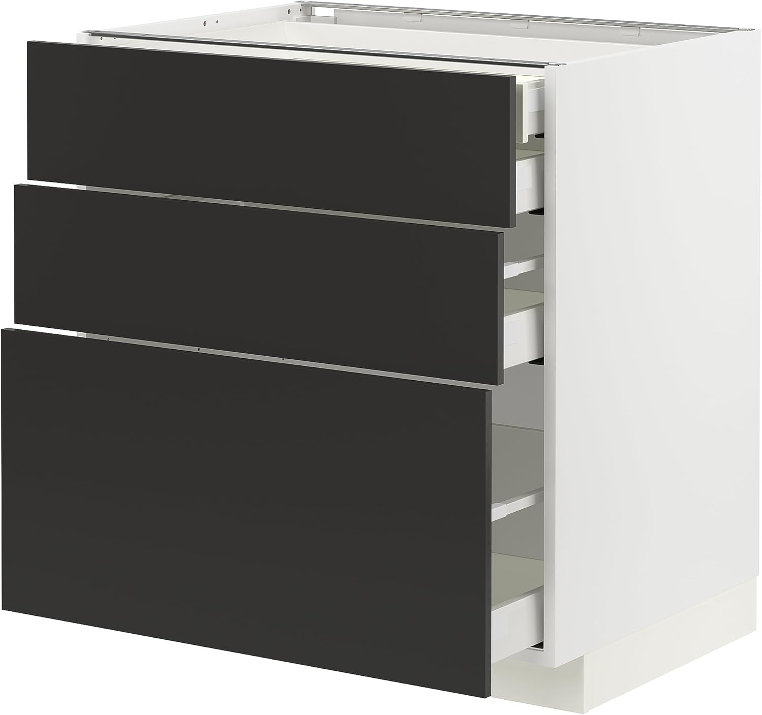 METOD/MAXIMERA Base cb 3 frnts/2 low/1 md/1 hi drw, white/Nickebo matt anthracite, 80x60 cm