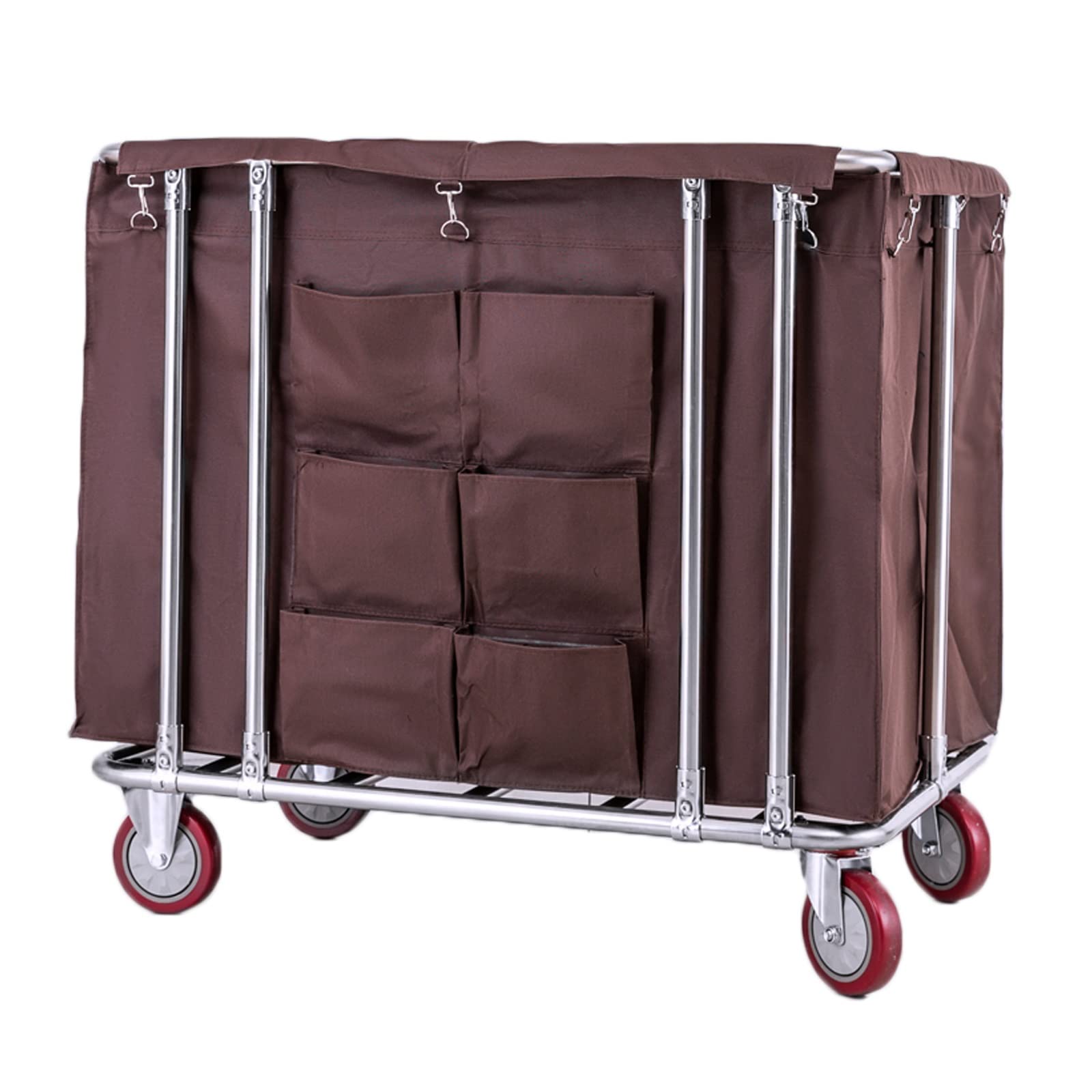 Chariot à linge robuste en acier inoxydable avec sac Oxford étanche pour trier le linge de maison