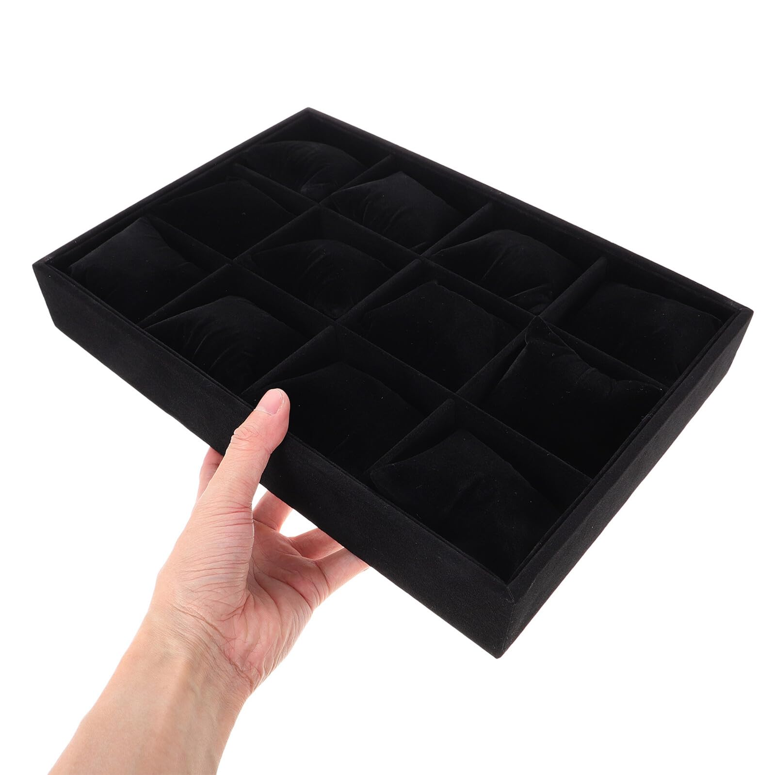 Healvian 2 Piezas Bandeja de almacenamiento de terciopelo Black