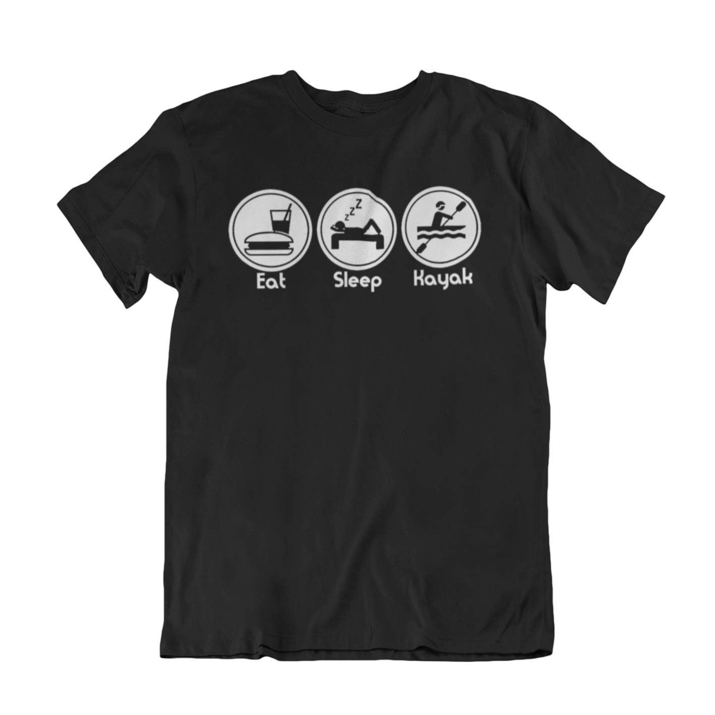 Jonny Cotton Men's Black Eat Sleep Kayak - Kayaking Hobbie Novelty T-Shirt (Large, )