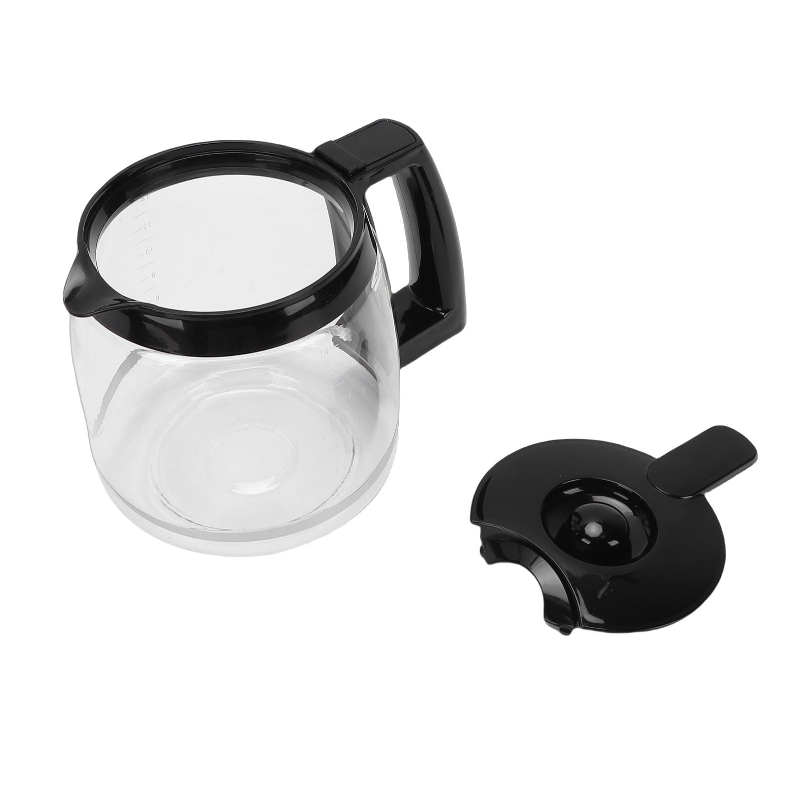 Ersatz für Kaffeekanne, Ersatzkaraffe für Kaffeemaschine aus Glas mit Griff, und Kältebeständige Kaffeekanne für Espressomaschinen, Leicht zu Reinigen (Ersatz für 14 Tassen 2,1 l)