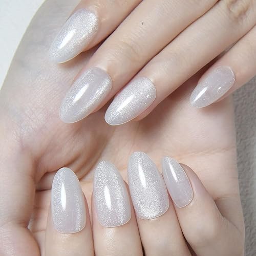 evpct Cat Eye Press on Nails Almond Short, Cat Eye