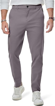 Elegancity Mens Chino Trousers Slim Fit Tapered Leg Dress Pants Cotton Twill Chinos Smart Casual Stretch Pants with Pockets