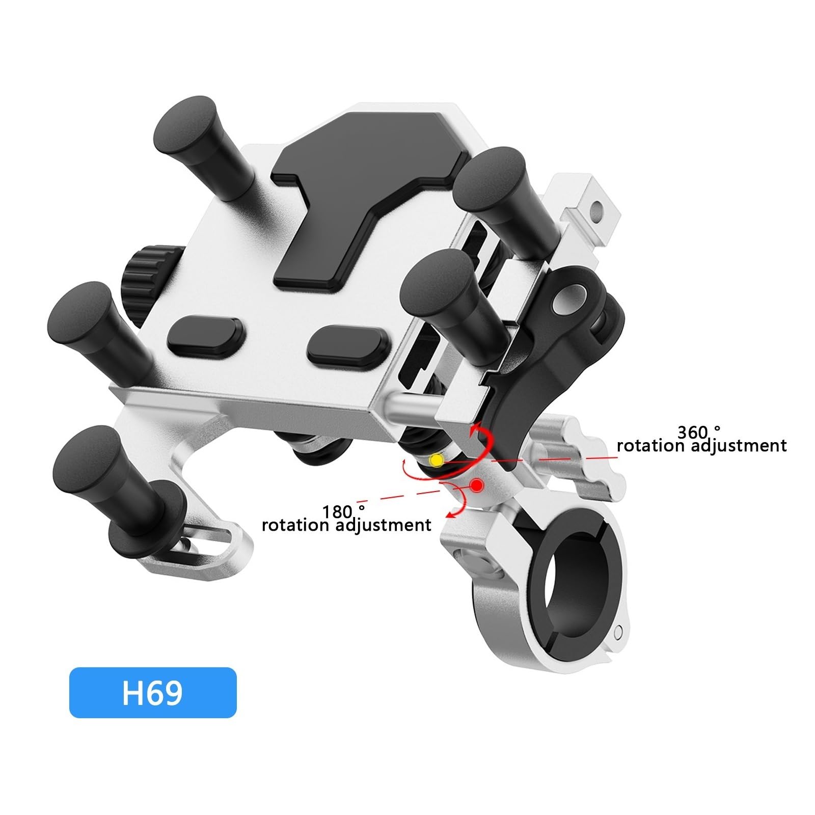 Suporte Telemóvel Moto Soporte Universal De Teléfono Aleación Que Absorbe Los Golpes Navegación para Manillar Bicicleta Y Motos, Ajustable Giratorio 360 ​​°