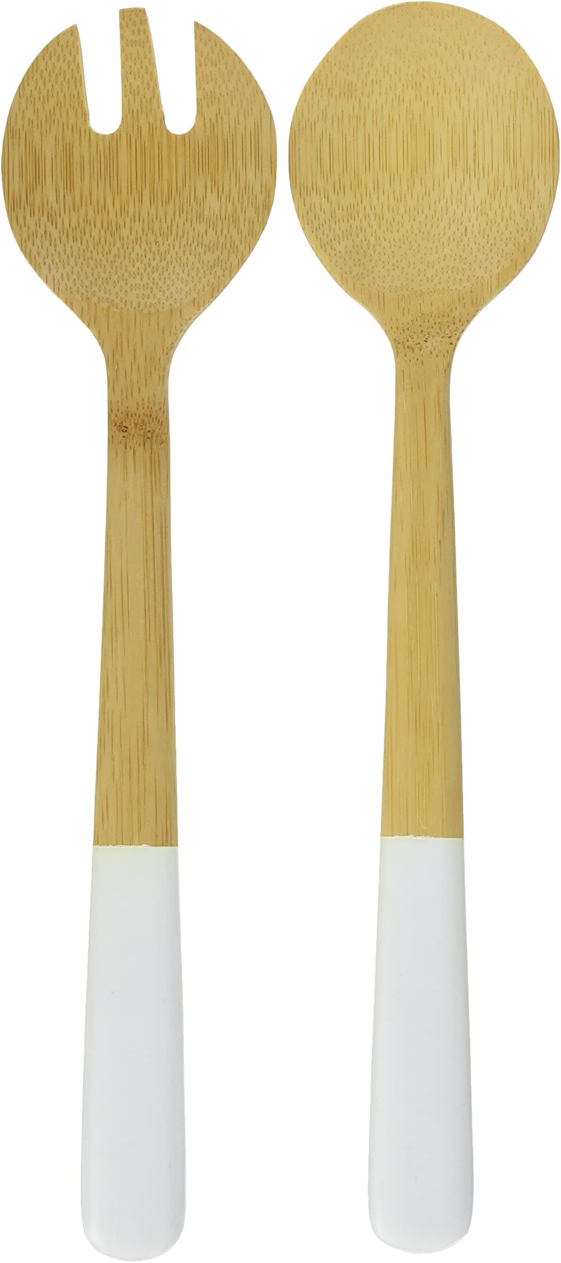 Pebbly nba105 Salad Servers, Bamboo, White, 31 x 10 x 5 cm
