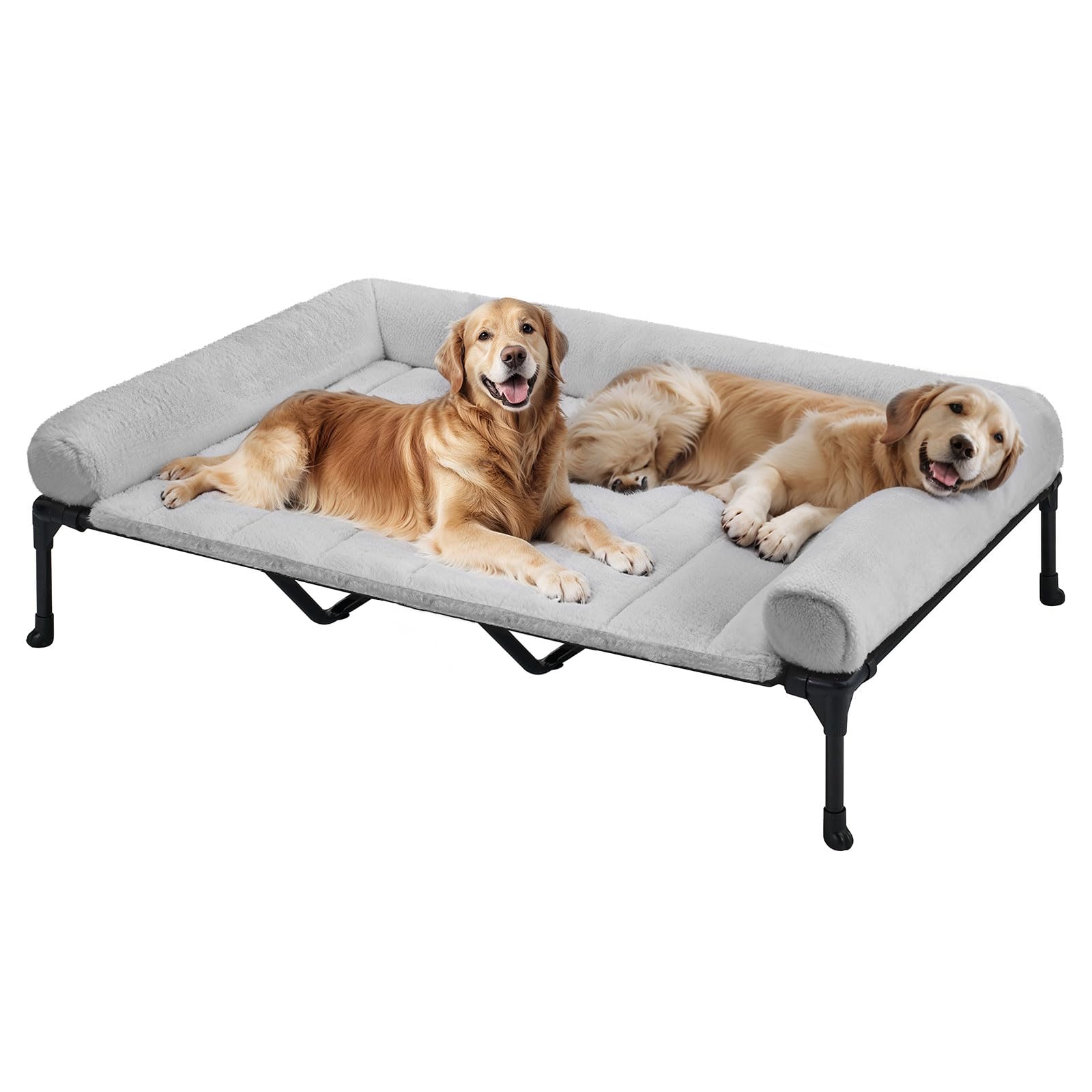 Veehoo Raised Elevated Dog Bed -Fluffy Removable Bolster for Large Dogs