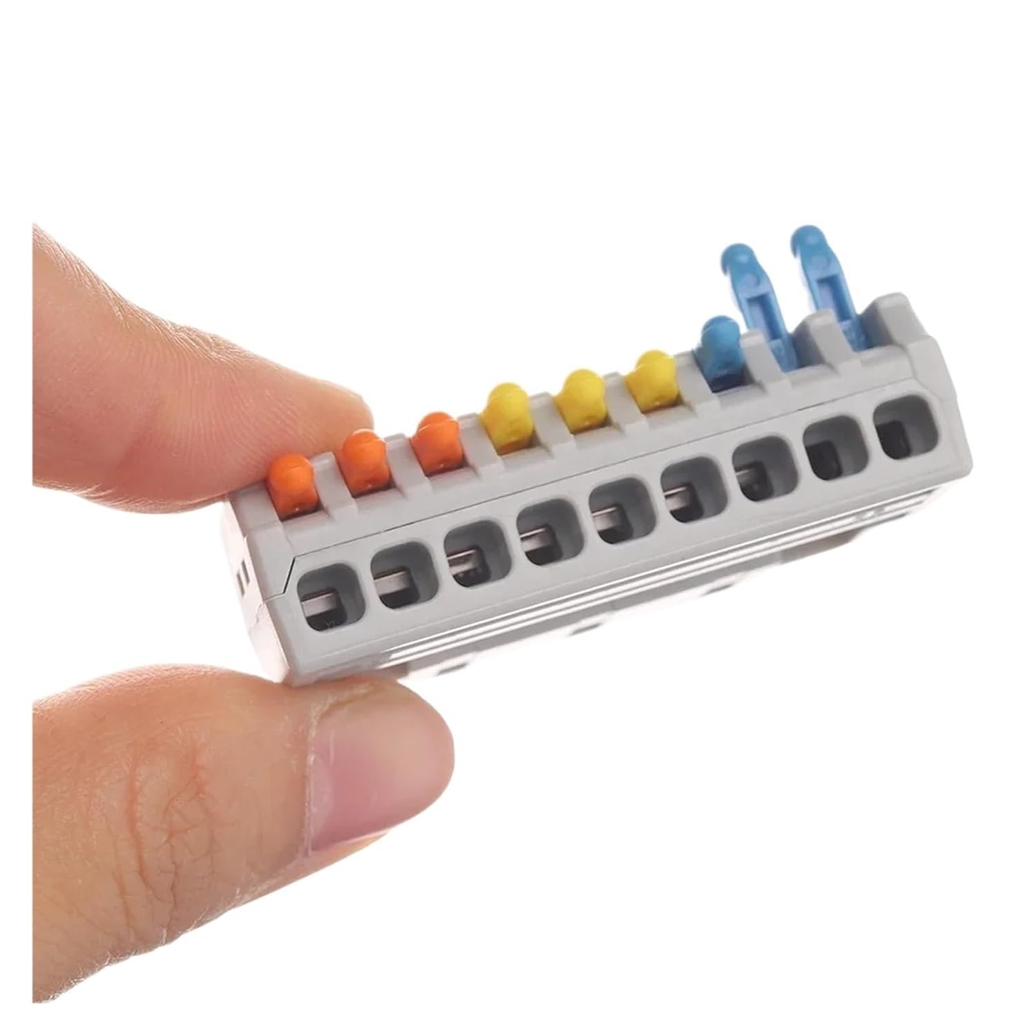 Lever Wire Connectors 1 in Multiple Out Fast Electrical Wire Connector Universal Compact Cable Splicing Terminal Block Push-in Connector with Lever(10PCS D2-4)