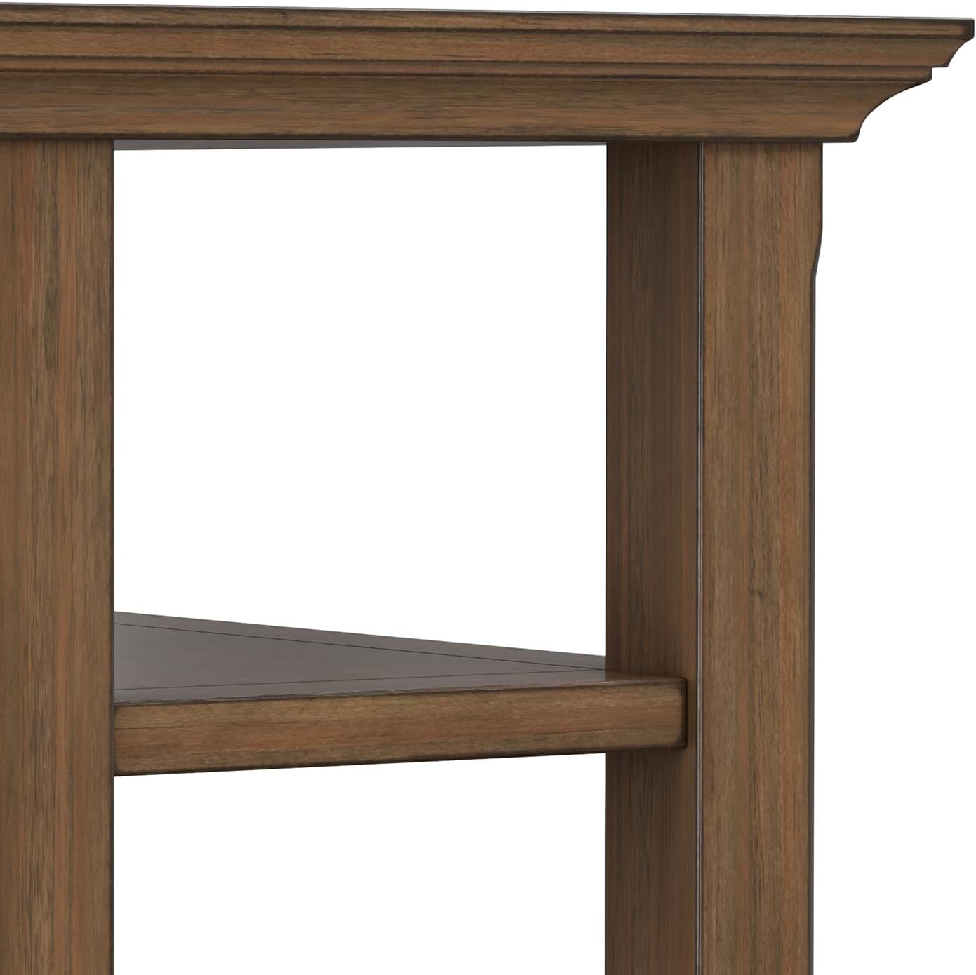 SIMPLIHOME Acadian Narrow Side Table - 14 inch Wide Solid Wood Rectangular End Table with 2 Open Shelves in Rustic Natural Aged Brown, Transitional Lamp Stand or Nightstand for Living Room or Bedroom