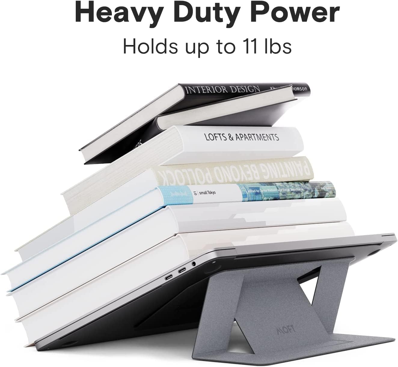 MOFT Laptop Stand for Desk, Stick-On Computer Stand with Dual-Angle, Ergonomic Laptop Riser Holder for Travel, Foldable & Portable MacBook Stand Fits 11.6"-16" Laptops, Silver