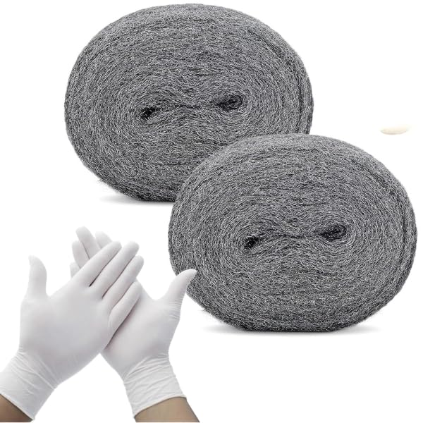 Garden Mile Steel Wool for Mice 2 Pack – Grade 0000 Rodent Control Wire Wool, Gap Filler for Blocking Rats, Mice & Insects, 3m Rolls with Protective Work Gloves