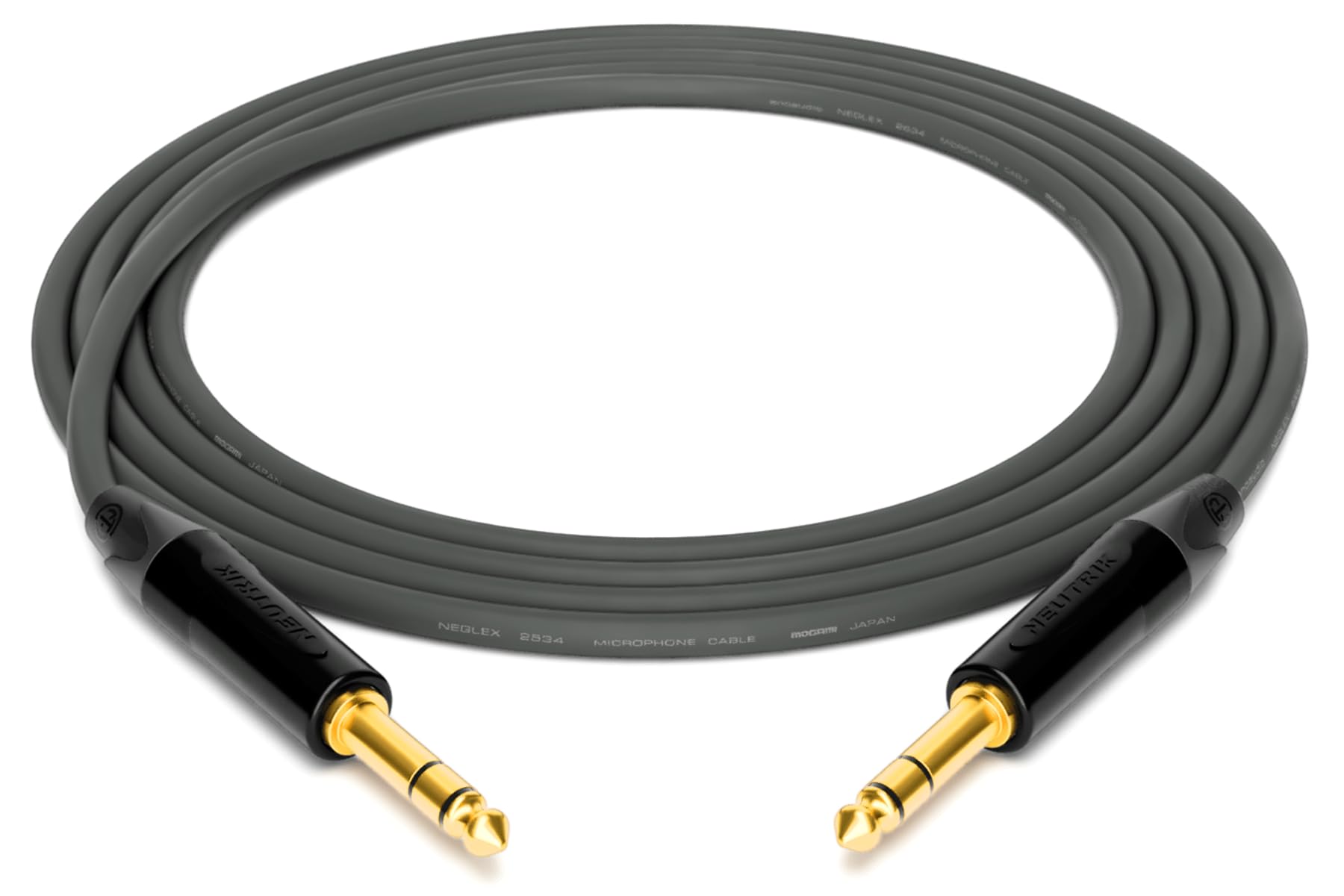 enoaudio Mogami 2534 Quad Professionel Studio Kabel Symmetrische | Neutrik Gold 6,3mm TRS klinke | HiFi, Grey, 0,5 m