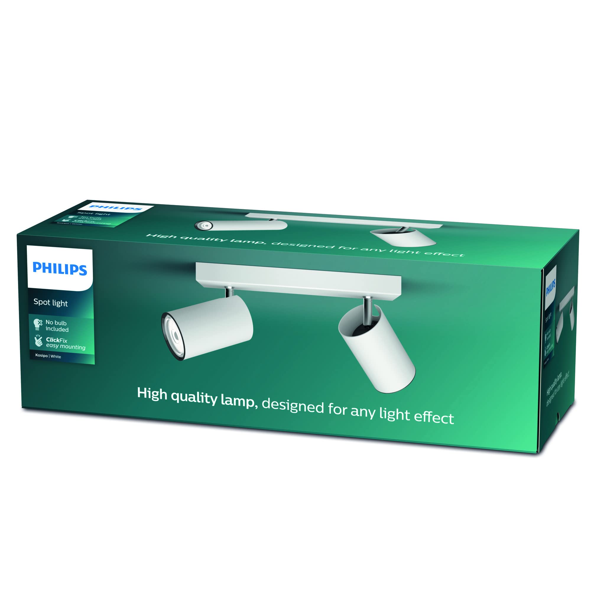 PHILIPS, Barra de iluminación Kosipo con 2 Focos para bombilla GU10, Blanco