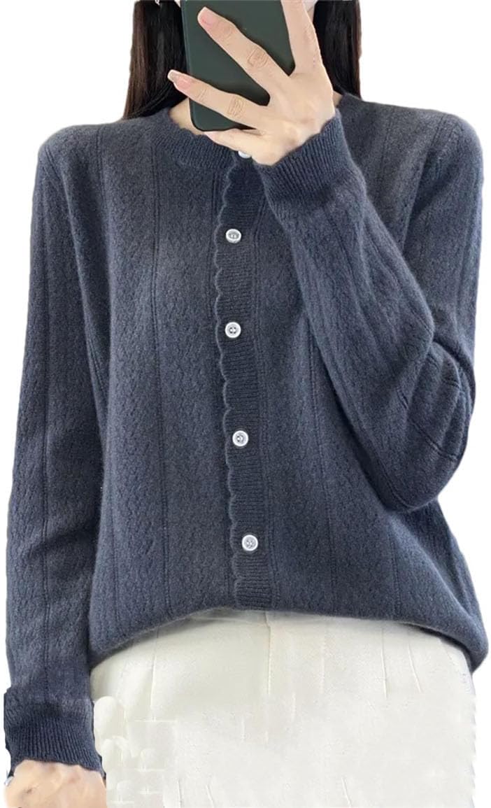 Women Knitted Cardigan Women Sweaters Hollow Round Neck Casual Knitted Sweater Classic Knit Cardigan Sweater