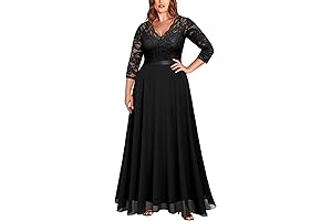 Exquisite Plus Size Floral Lace V Neck Formal Dress for Special Occasions
