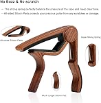 WINGO Capo de guitare en bois, 6 Guitare acoustique à cordes & Accessoires de guitare électrique - pour Ukulele, Basse (couleur de bois foncé, 2 Boîte)